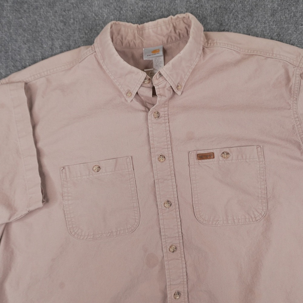 Carhartt Button‎ Down Shirt Mens 2XL Dusty Rose Short Sleeve S18 TAP Workwear